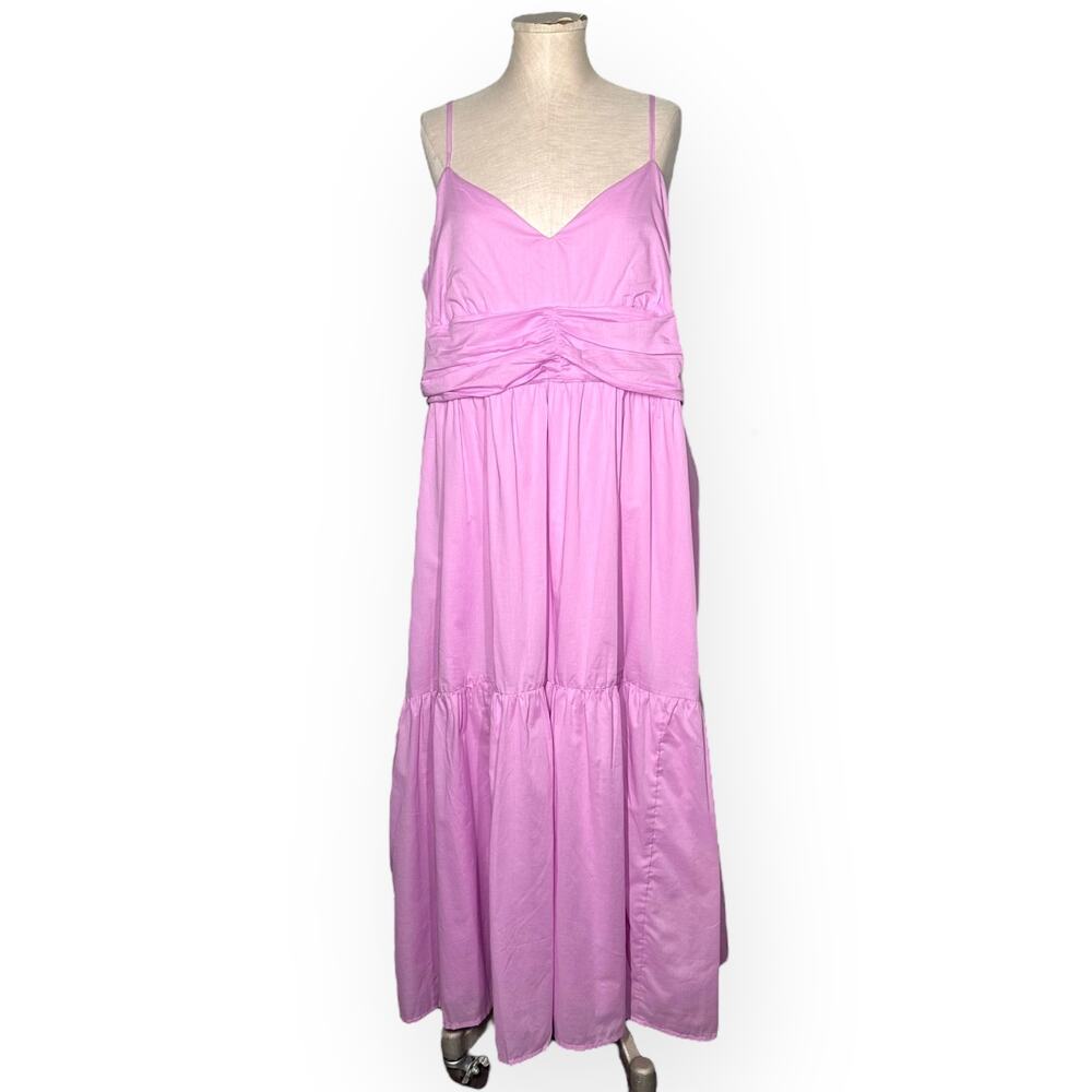 New $160 BANANA REPUBLIC Strappy Voile Midi Tiered Dress Pink Cocktail Wedding - Picture 3 of 14